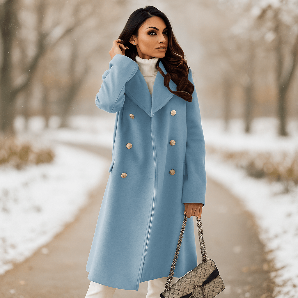 Women's Jacket - Double-Breasted - Long Sleeves - Notched Collar