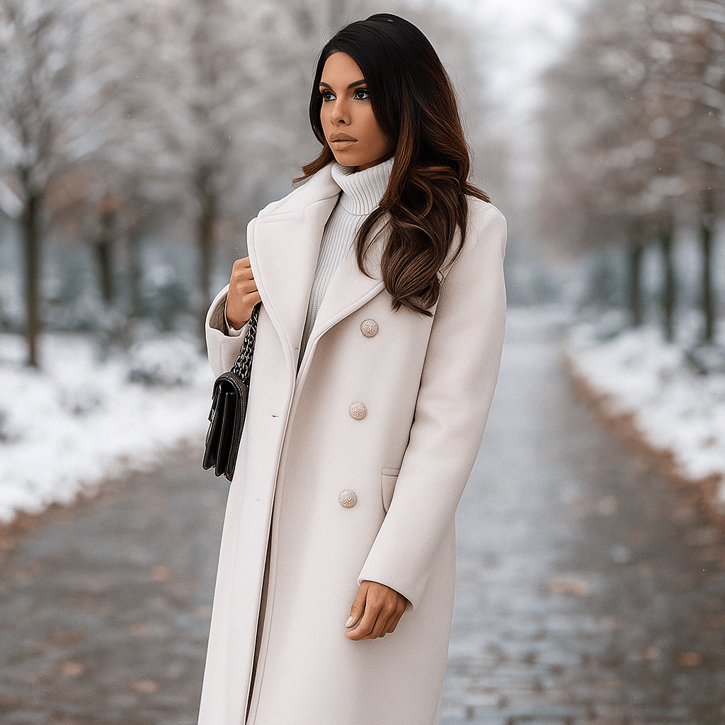 Women's Jacket - Double-Breasted - Long Sleeves - Notched Collar