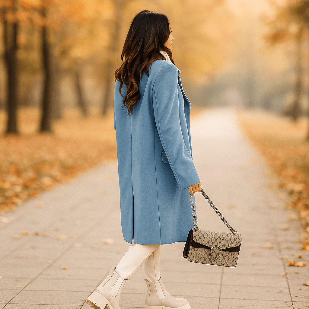 Women's Jacket - Double-Breasted - Long Sleeves - Notched Collar