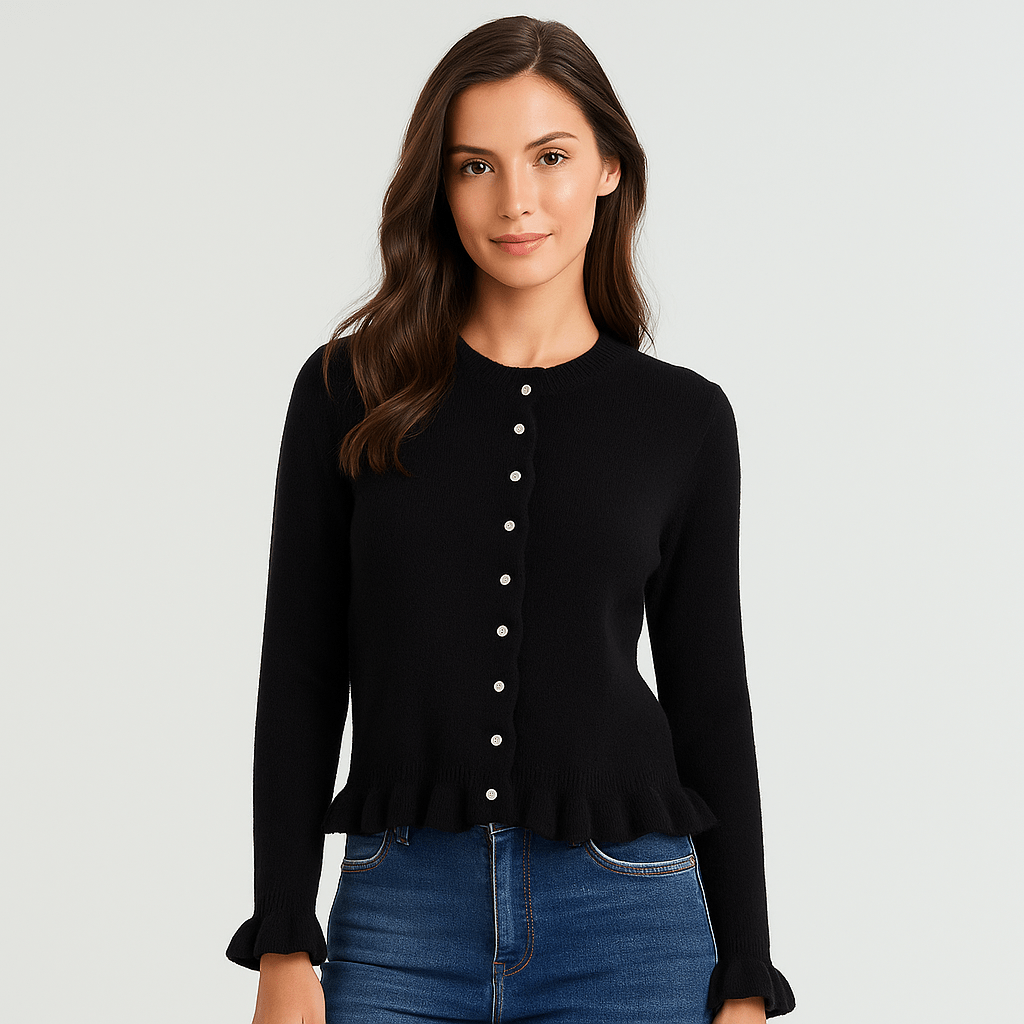 Women's Ruffle-Sleeve Cardigan - Button Front - Stylish Comfort