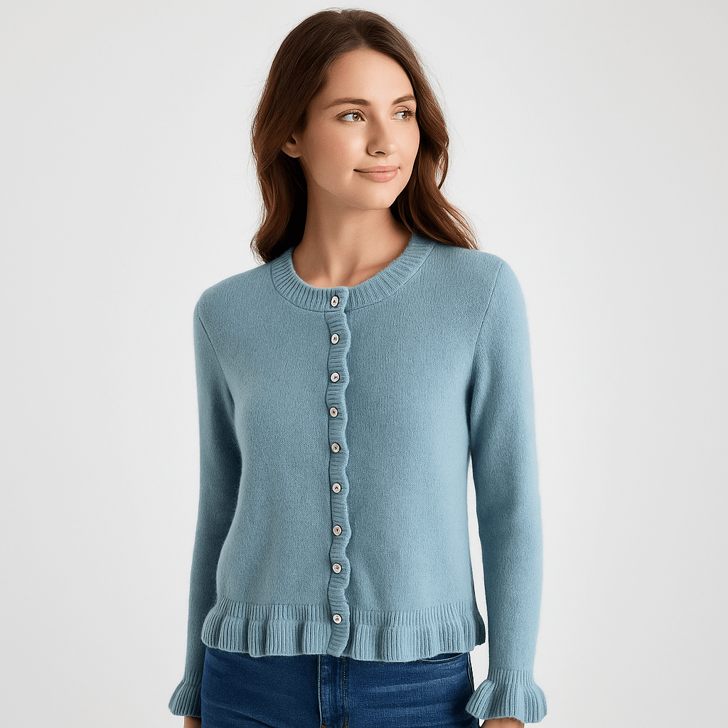 Women's Ruffle-Sleeve Cardigan - Button Front - Stylish Comfort