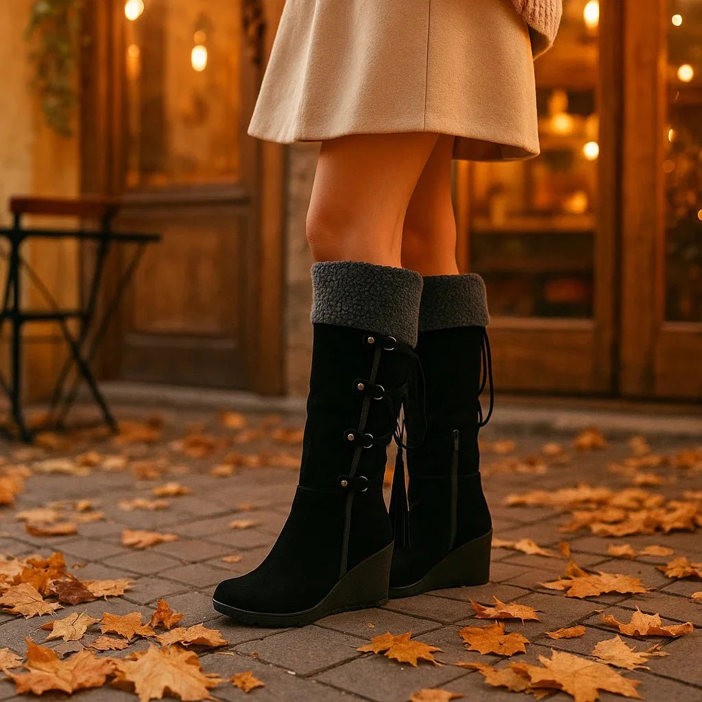 Women's Warm Winter Ankle Boots - Wedge Heel - Insulated