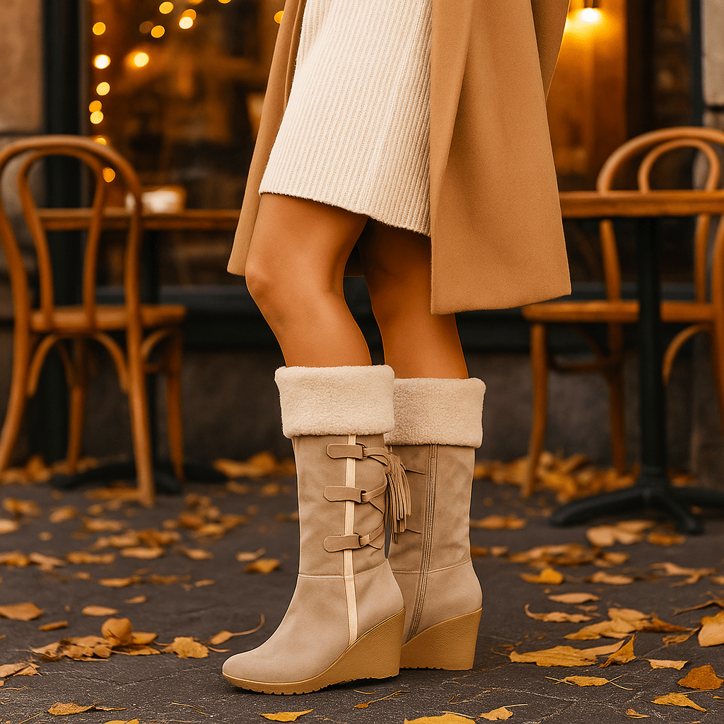 Women's Warm Winter Ankle Boots - Wedge Heel - Insulated