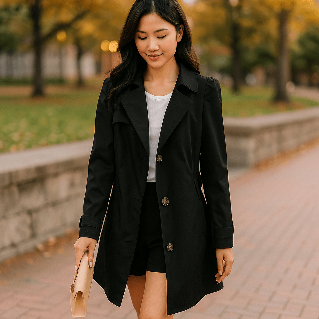 Elegant Trench Coat for Women - Single Button - Stylish Comfort