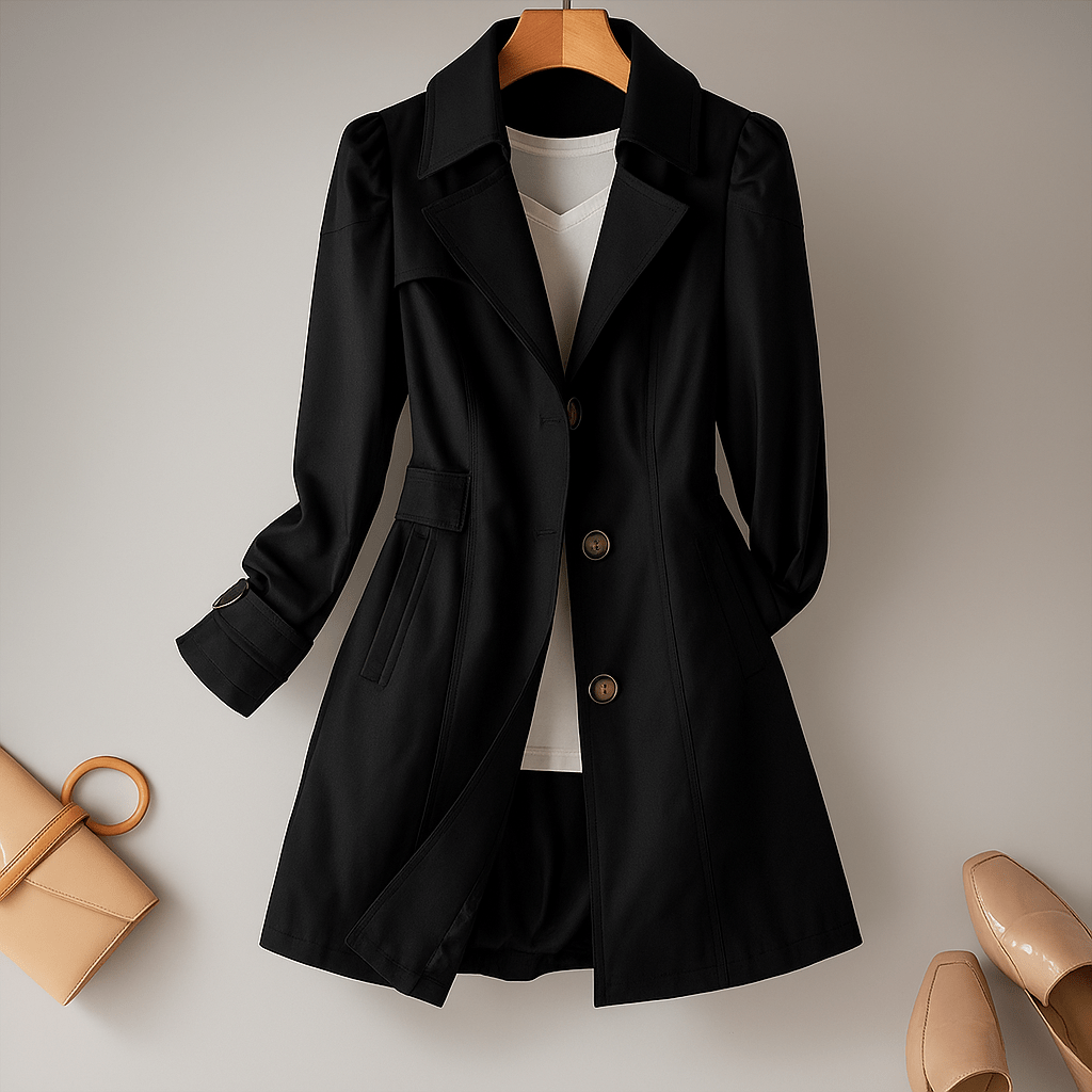 Elegant Trench Coat for Women - Single Button - Stylish Comfort