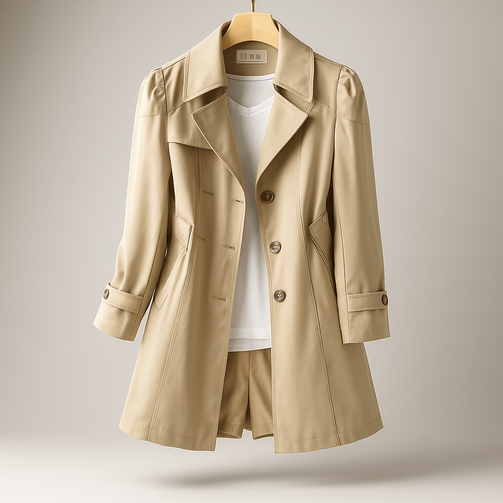 Elegant Trench Coat for Women - Single Button - Stylish Comfort