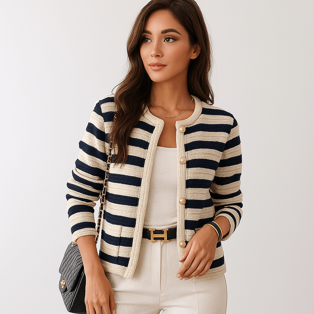 Elegant Striped Cardigan - Stylish Comfort - Versatile Wardrobe Staple