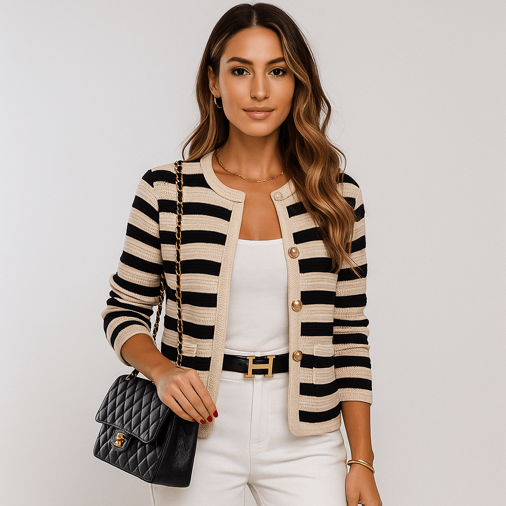 Elegant Striped Cardigan - Stylish Comfort - Versatile Wardrobe Staple
