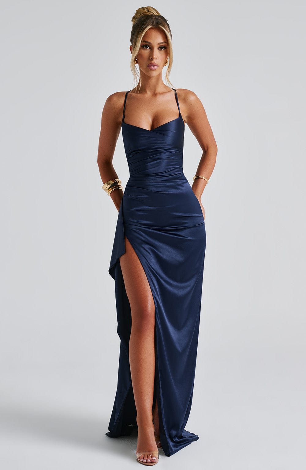 Navy Evening Dress - Elegant Maxi Gown - Formal Occasion