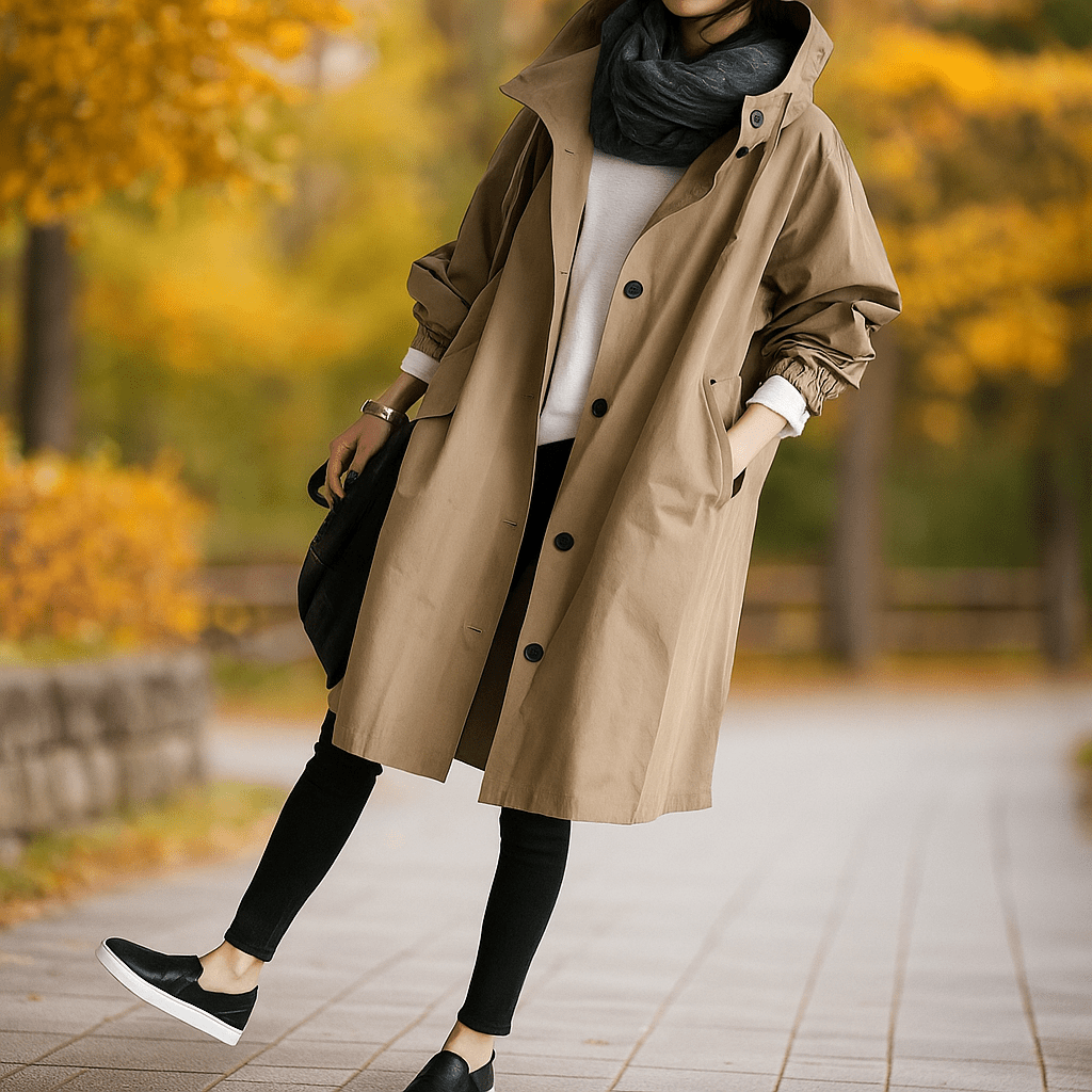 Helena - Waterproof Trench Coat - Hood - Stylish Protection