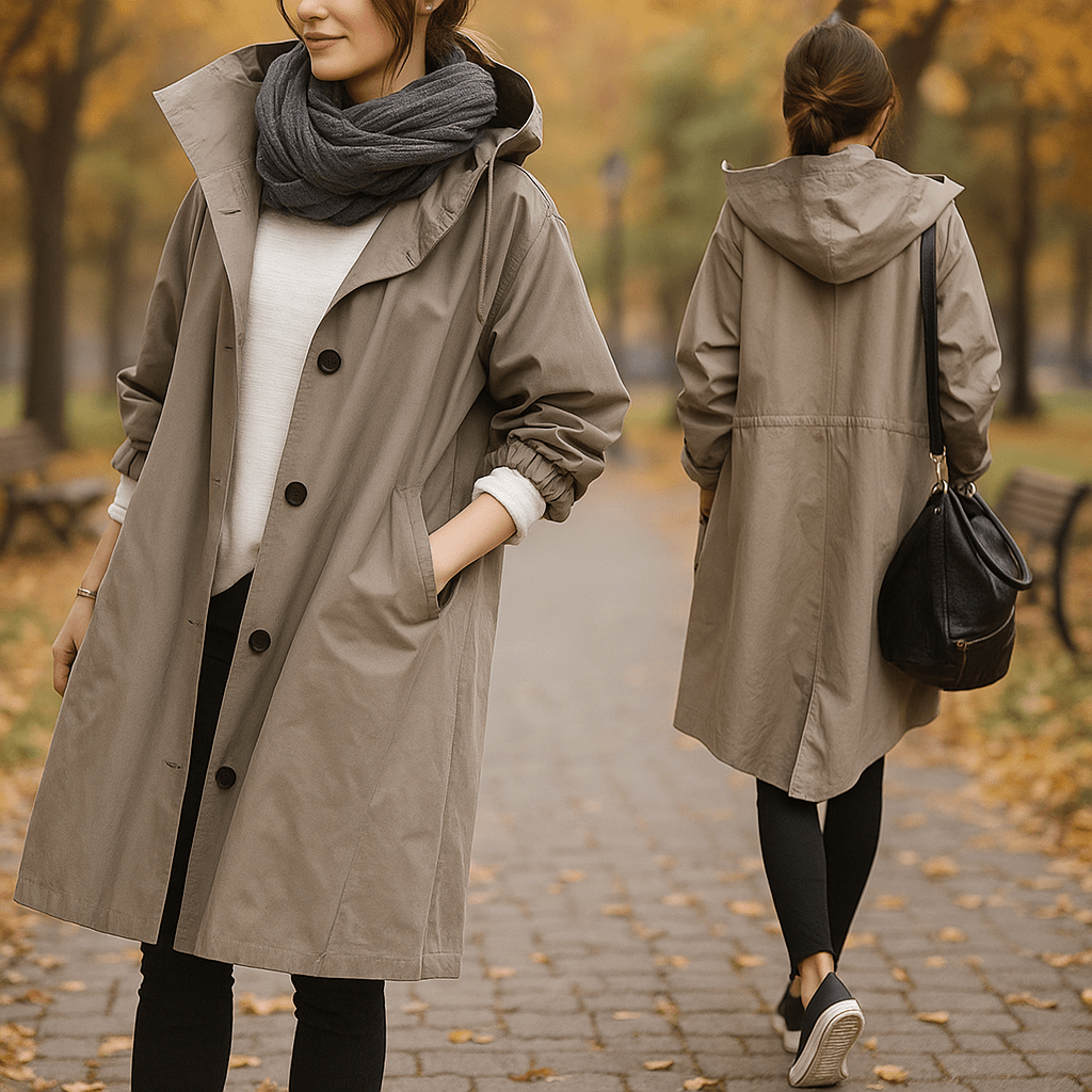Helena - Waterproof Trench Coat - Hood - Stylish Protection