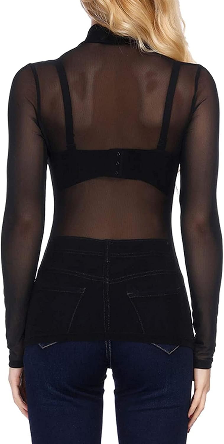 Tyla - Sheer Mesh Long Sleeve Women’s Elegant Top