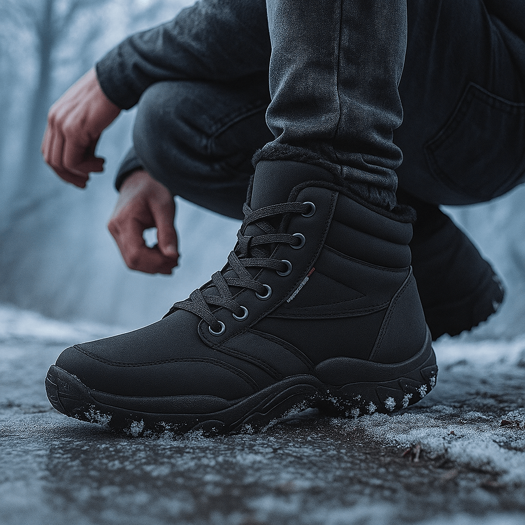 Men's Waterproof Insulated Winter Boots - Non-Slip Sole