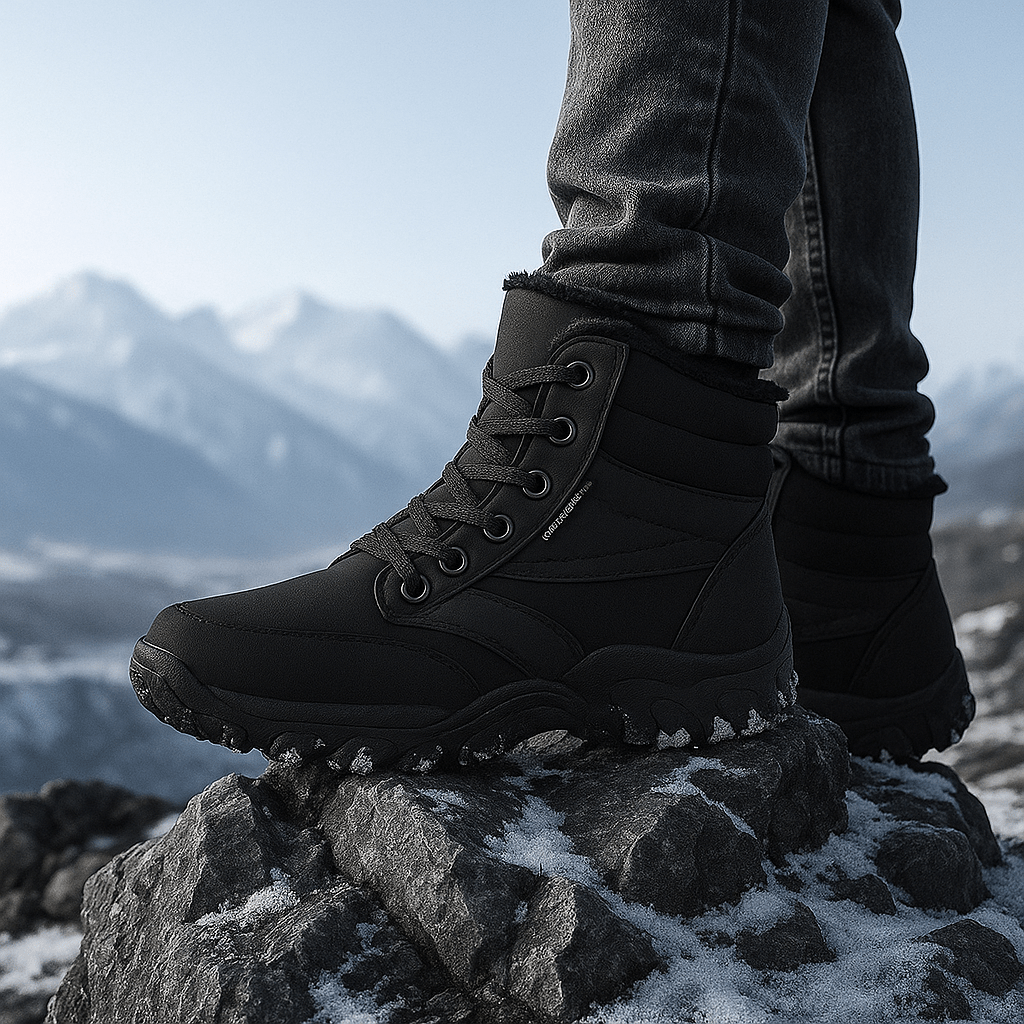 Men's Waterproof Insulated Winter Boots - Non-Slip Sole