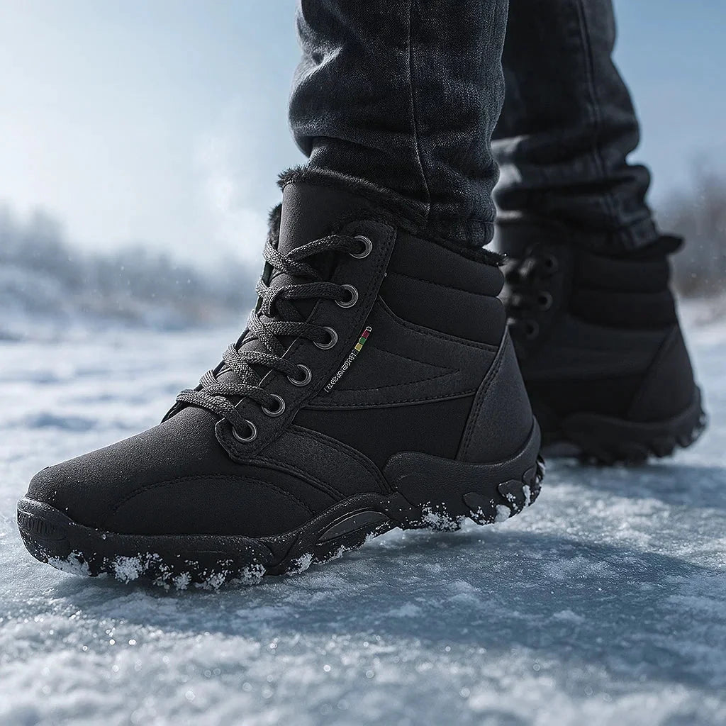 Men's Waterproof Insulated Winter Boots - Non-Slip Sole