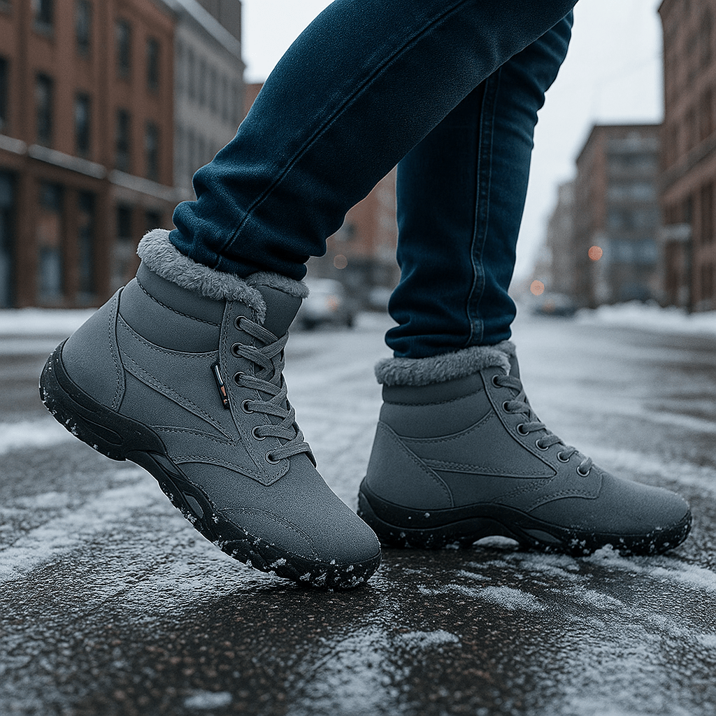Men's Waterproof Insulated Winter Boots - Non-Slip Sole