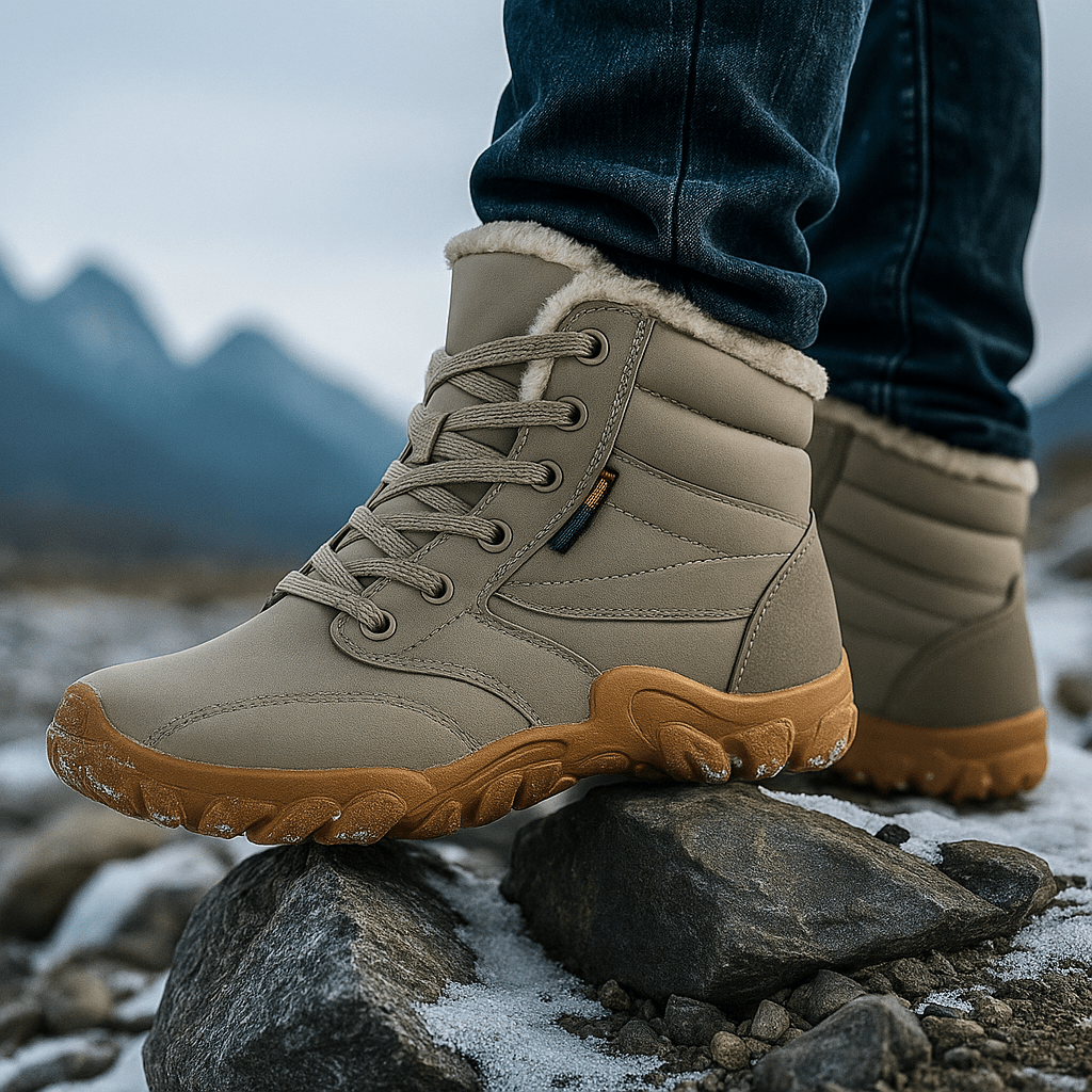 Men's Waterproof Insulated Winter Boots - Non-Slip Sole