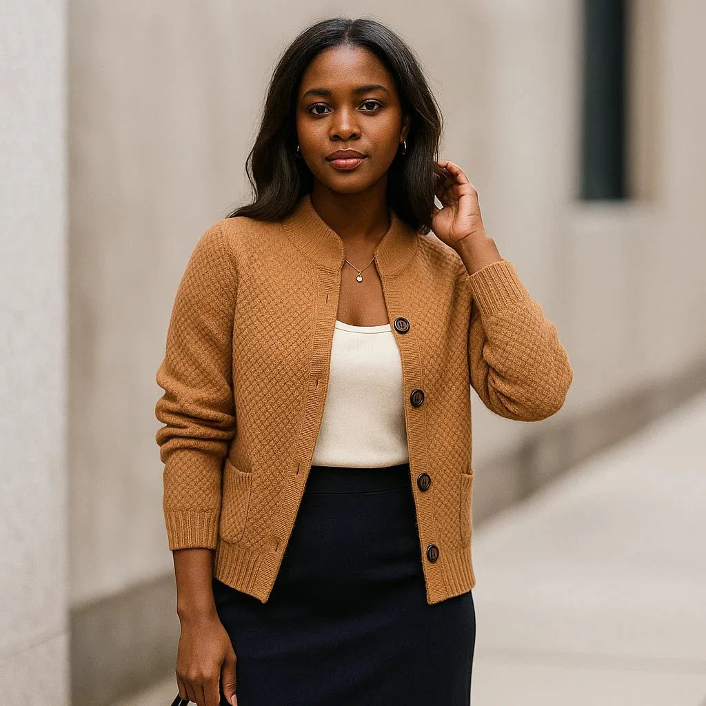 Women's Cashmere Button Cardigan - Soft - Lightweight - V-neck - Classic