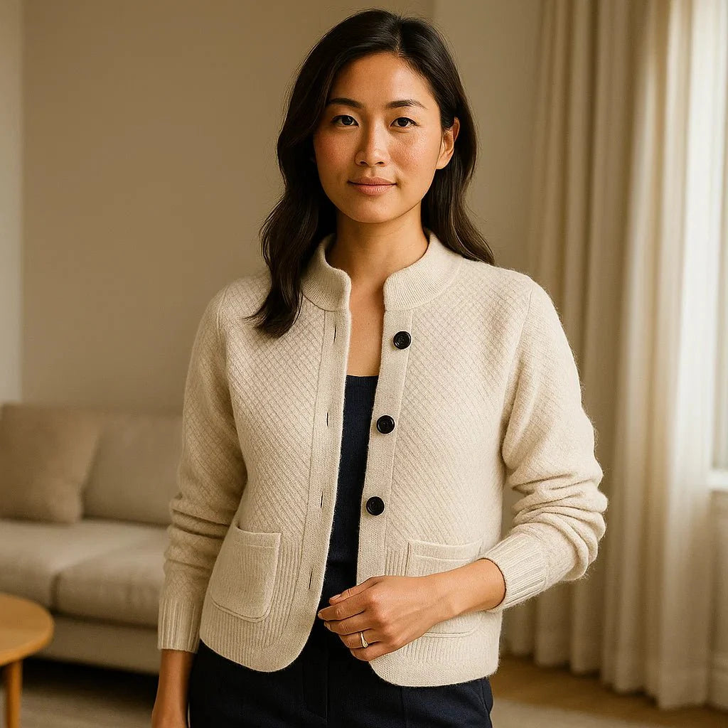 Women's Cashmere Button Cardigan - Soft - Lightweight - V-neck - Classic
