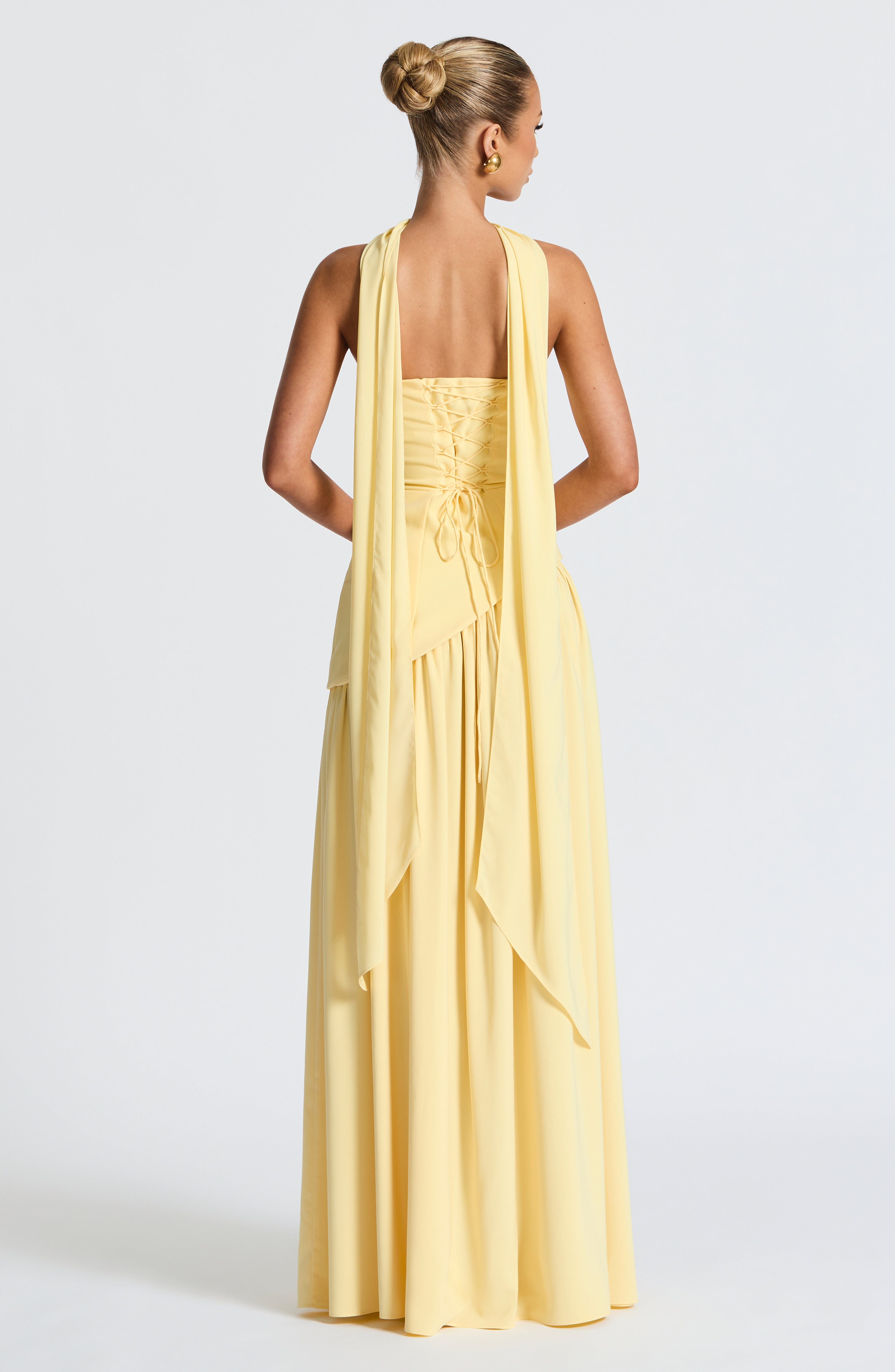 Strapless Maxi Evening Dress - Asymmetrical Waist