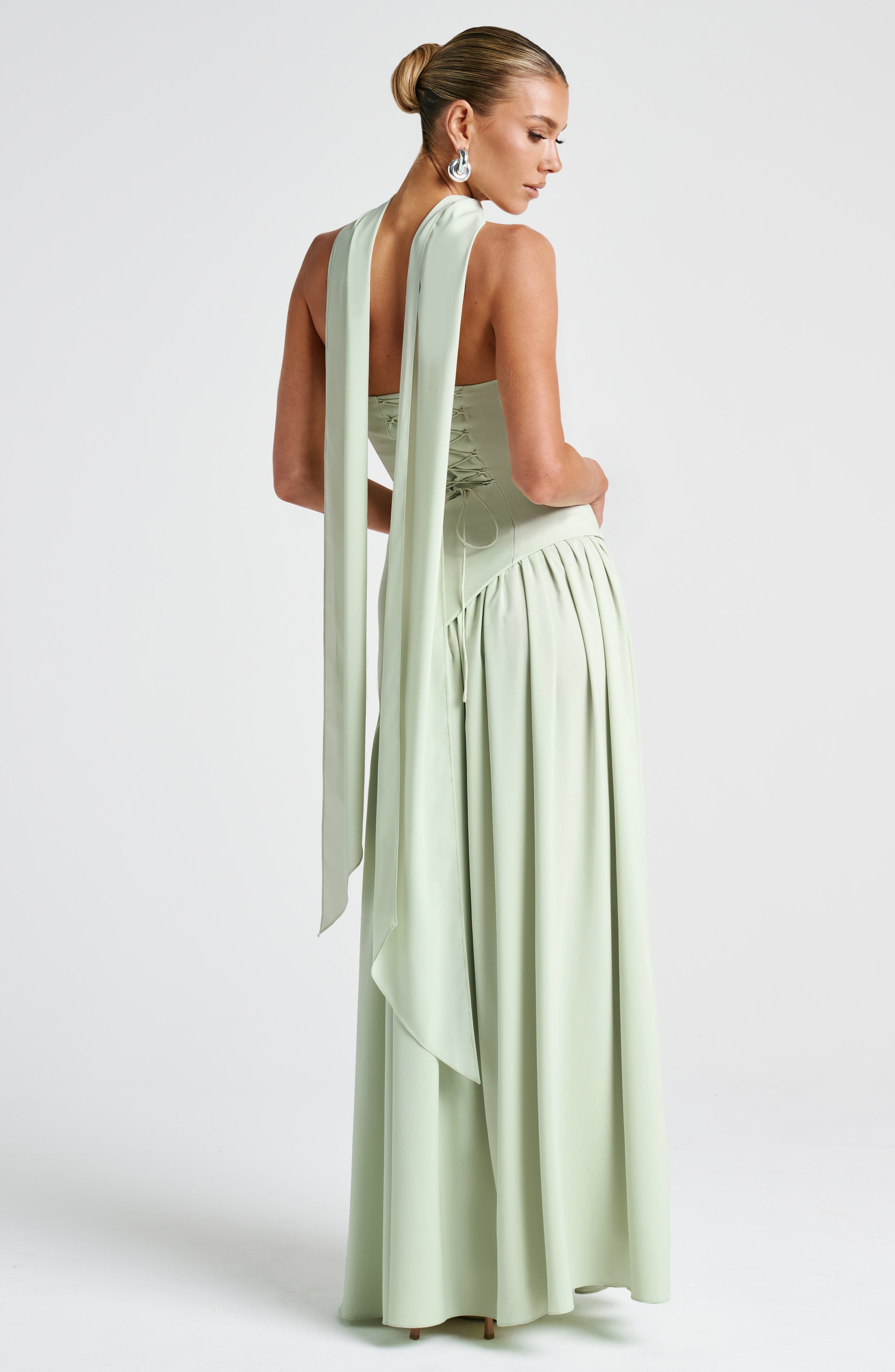 Strapless Maxi Evening Dress - Asymmetrical Waist