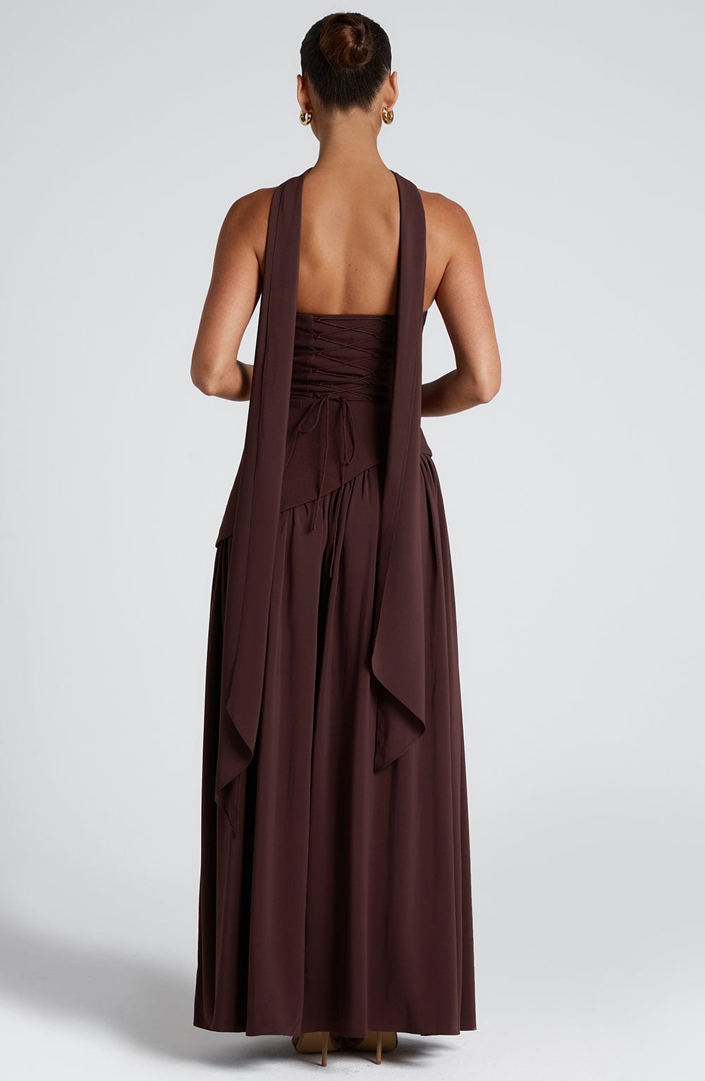Strapless Maxi Evening Dress - Asymmetrical Waist