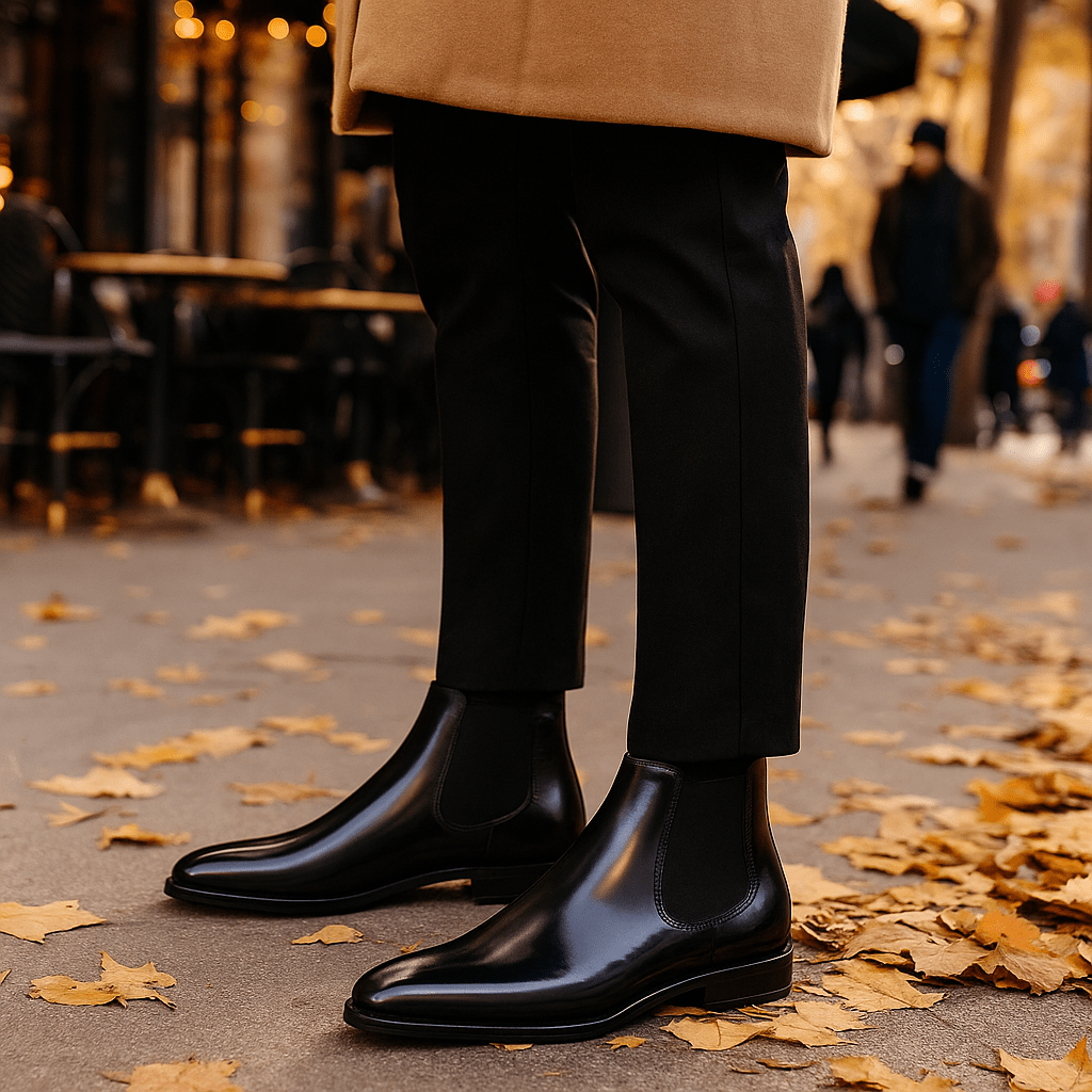 Men's Chelsea Boots - Almond Toe - Leather - Ankle Slip-On