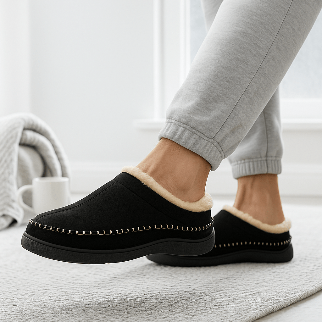 Men's Non-Slip Slippers - Warm - Wide Fit