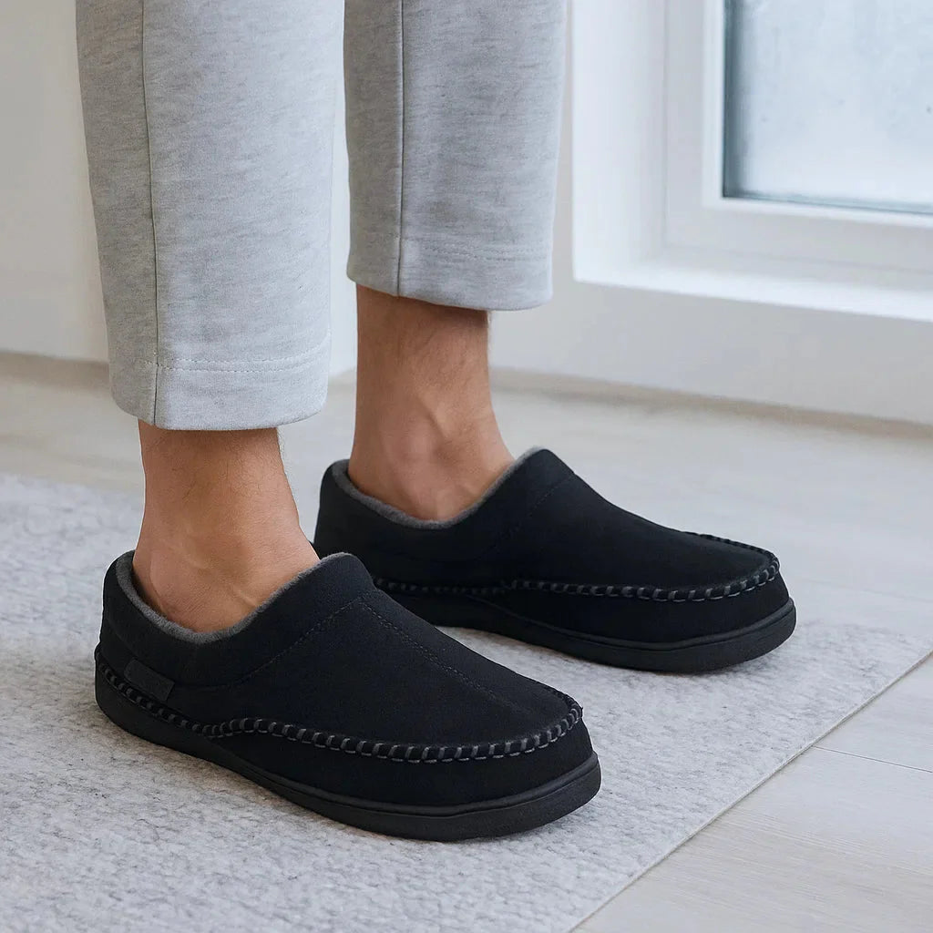 Men's Non-Slip Slippers - Warm - Wide Fit