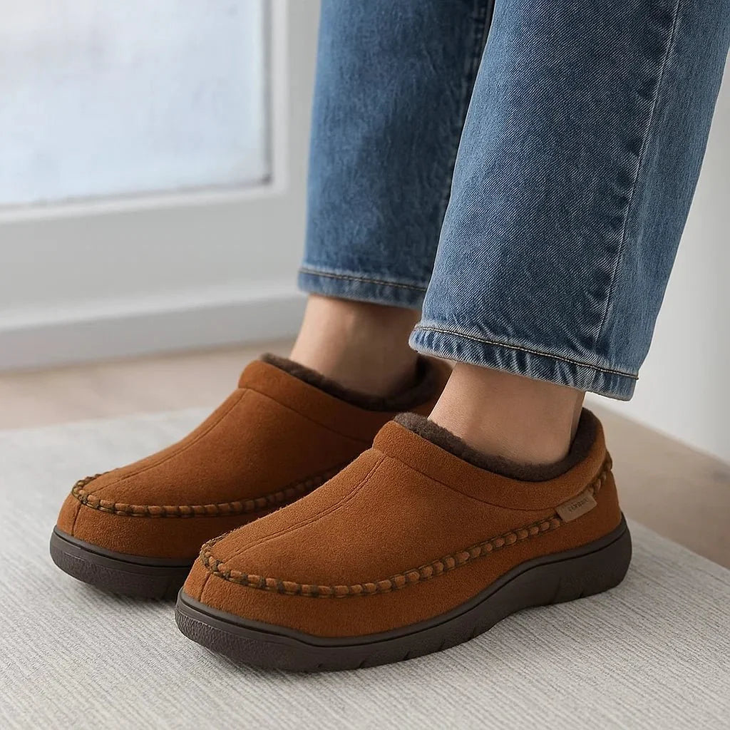 Men's Non-Slip Slippers - Warm - Wide Fit