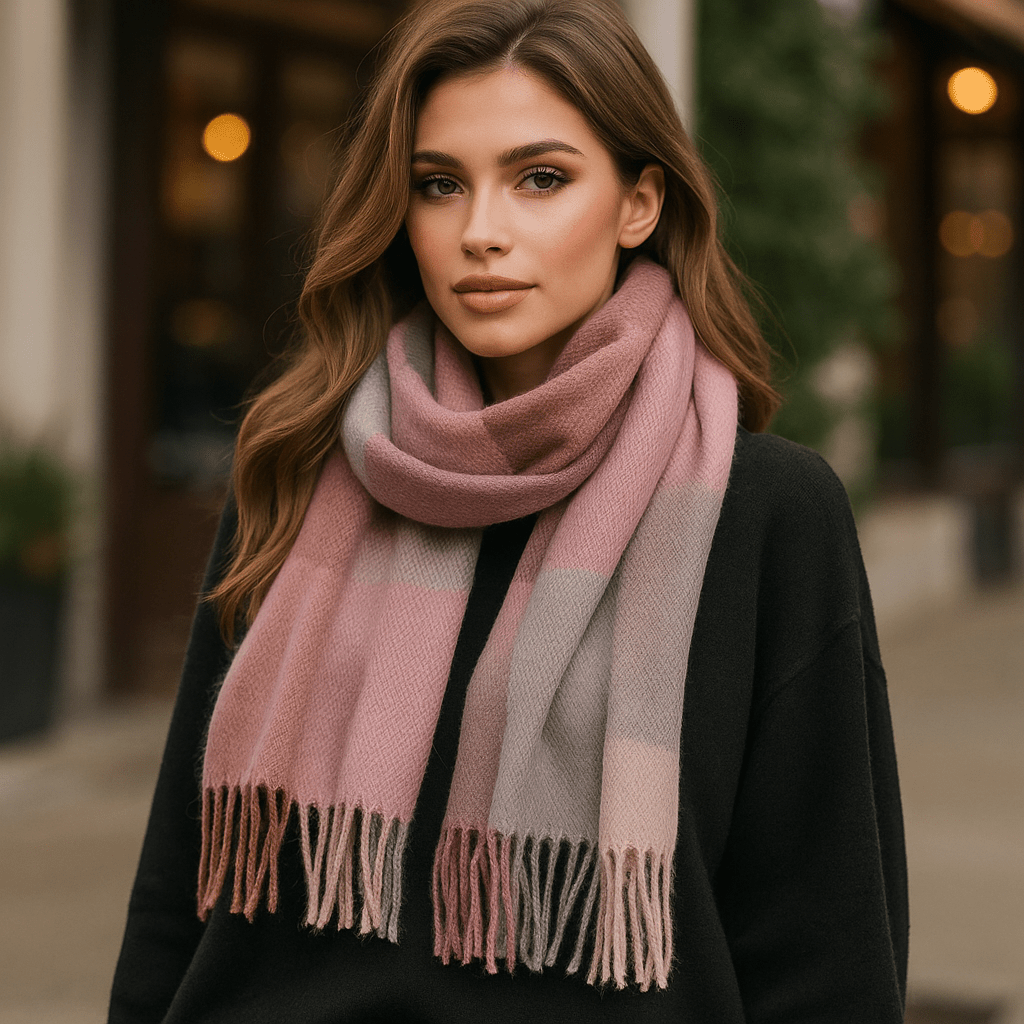 Liora Checkered Scarf - Soft - Elegant - Lightweight - Cozy