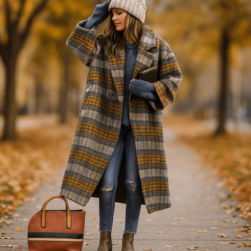 Milla - Long Wool Coat - Warm Colours - Stylish Comfort