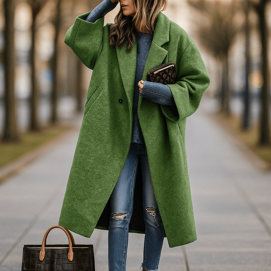 Milla - Long Wool Coat - Warm Colours - Stylish Comfort