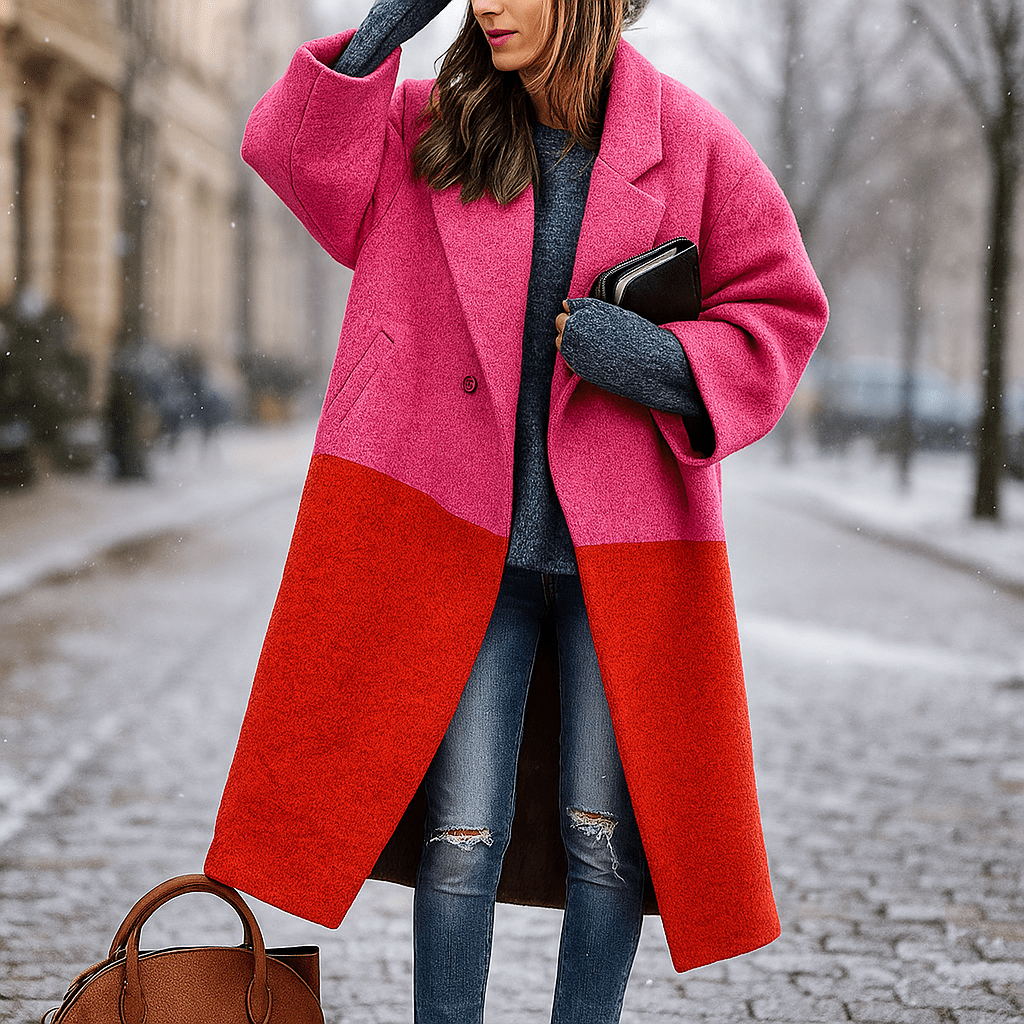 Milla - Long Wool Coat - Warm Colours - Stylish Comfort