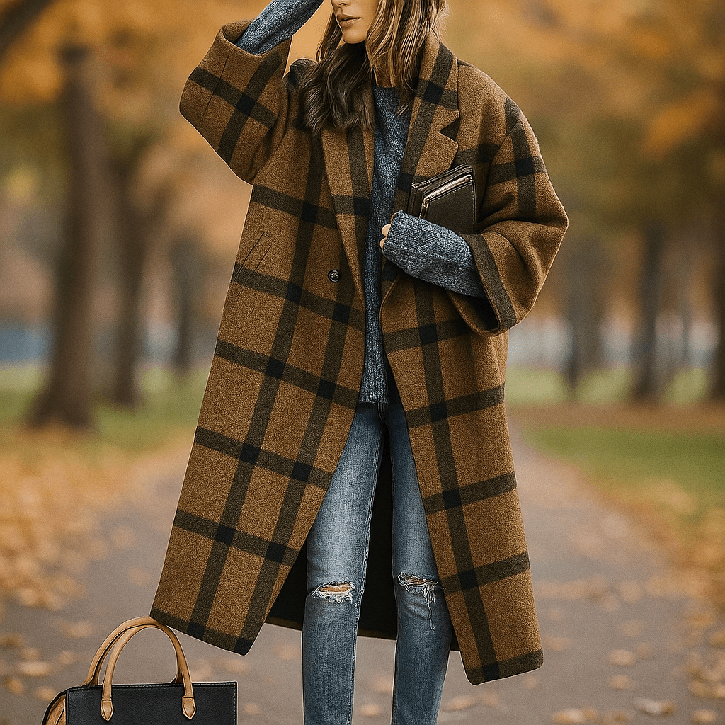 Milla - Long Wool Coat - Warm Colours - Stylish Comfort