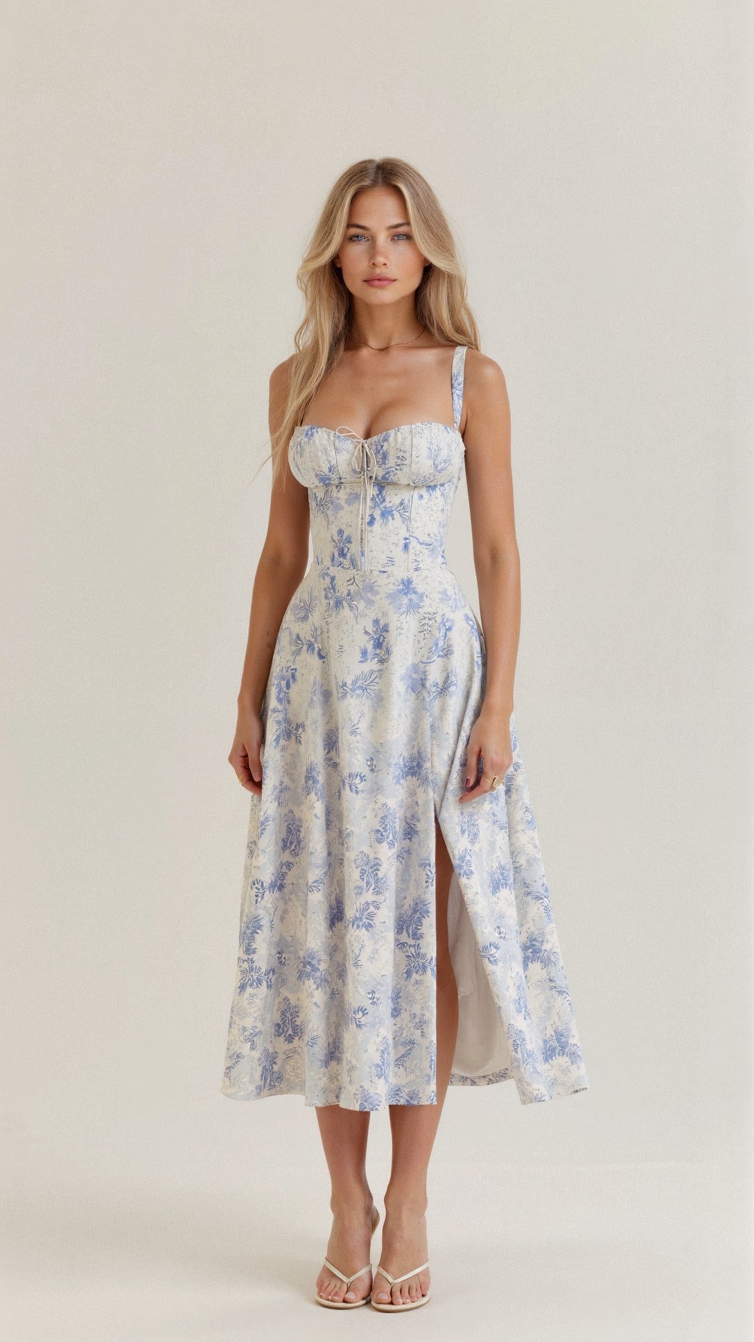 Robe de soirée femme - Florale - Midi - Fluide - Élégante