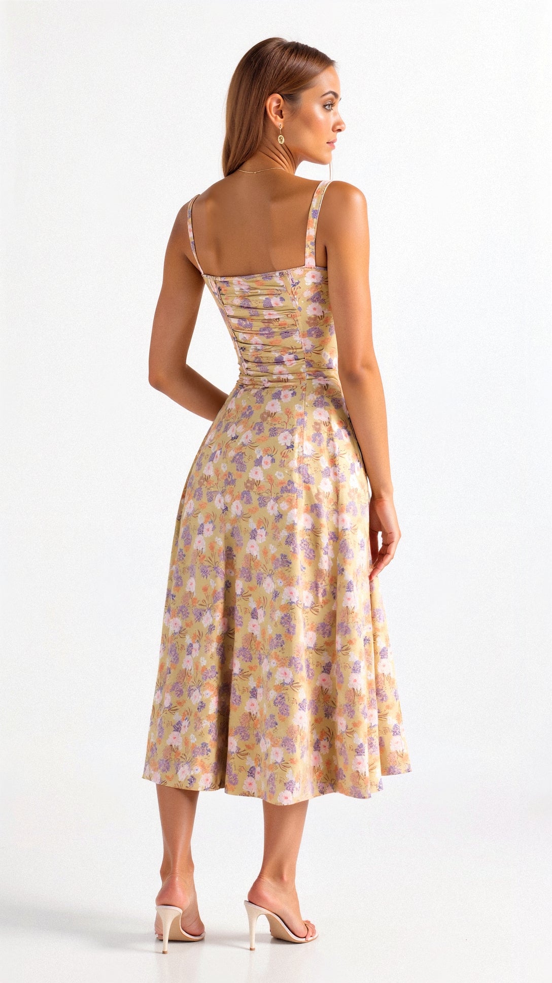 Robe de soirée femme - Florale - Midi - Fluide - Élégante