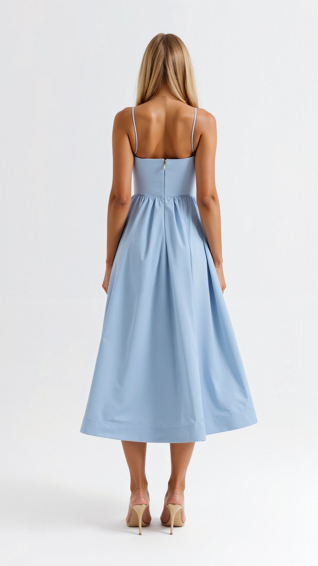 Evening Strappy Midi Dress - Elegant Women's Cocktail Dress