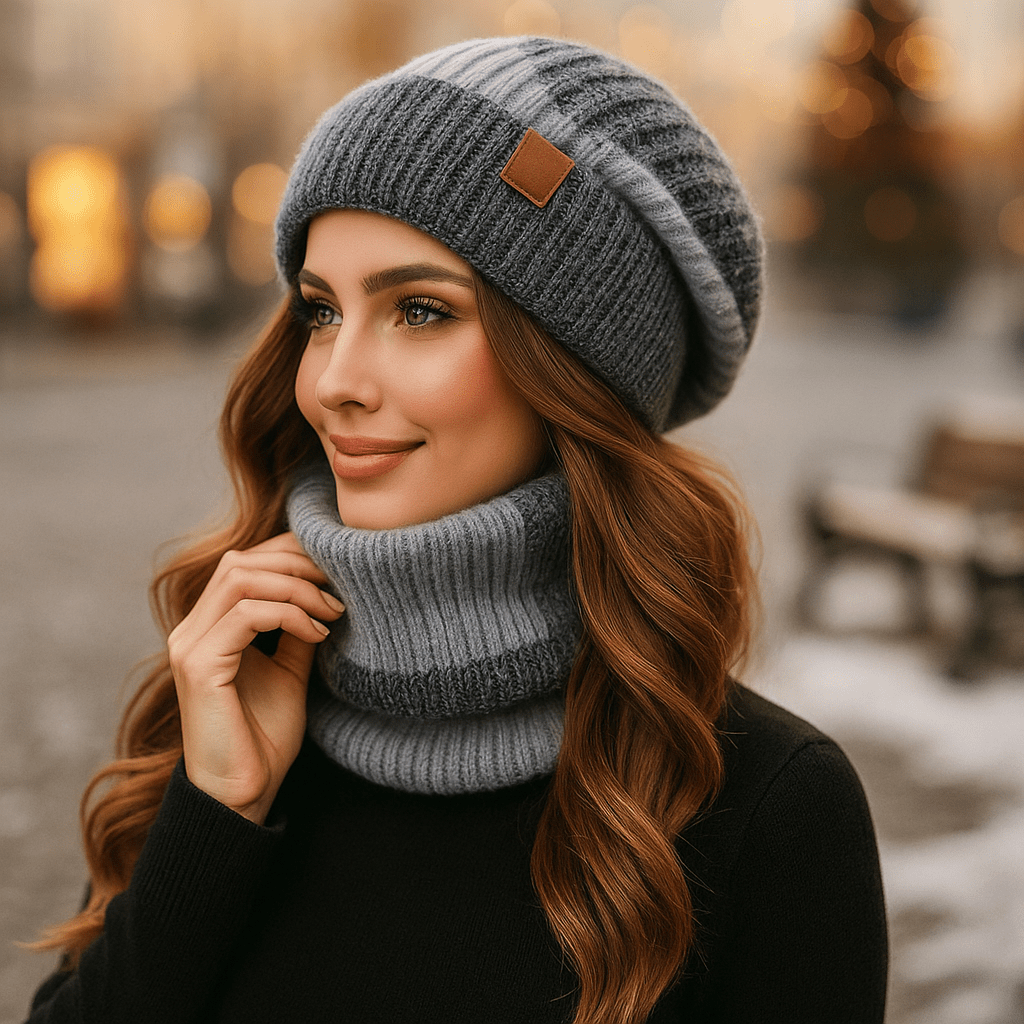 Noëlle - Women's Wool Hat and Scarf Set - Luxury Winter