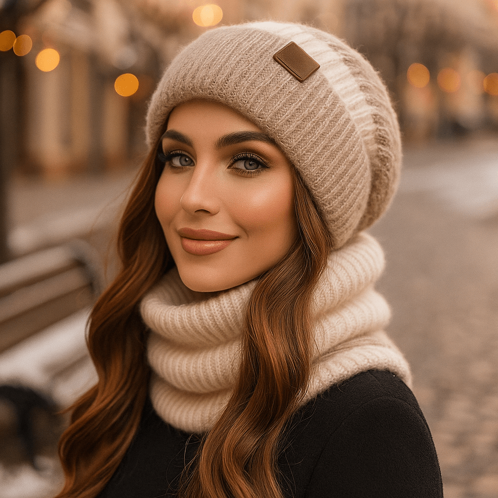 Noëlle - Women's Wool Hat and Scarf Set - Luxury Winter