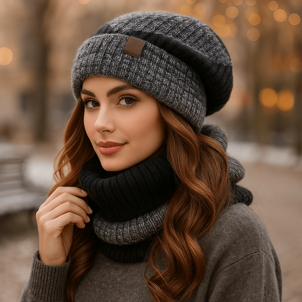 Noëlle - Women's Wool Hat and Scarf Set - Luxury Winter