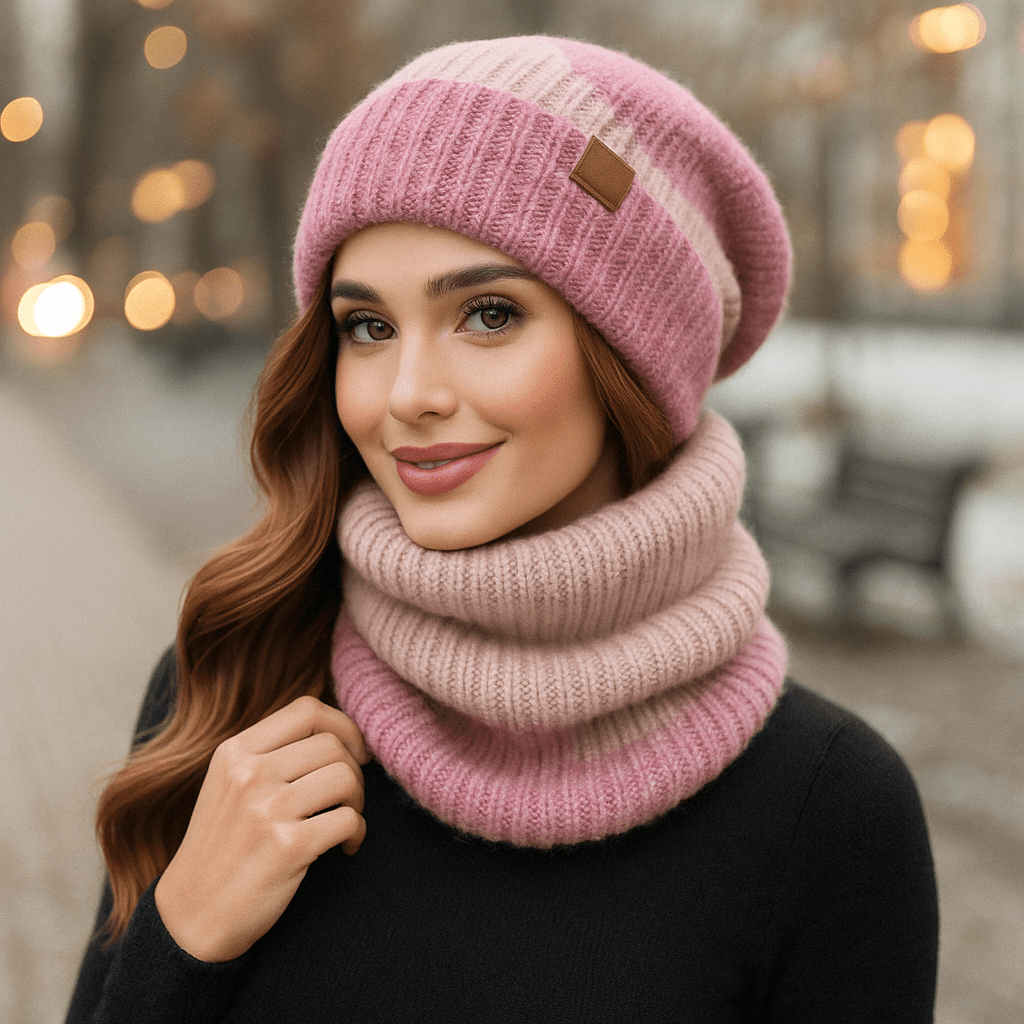 Noëlle - Women's Wool Hat and Scarf Set - Luxury Winter