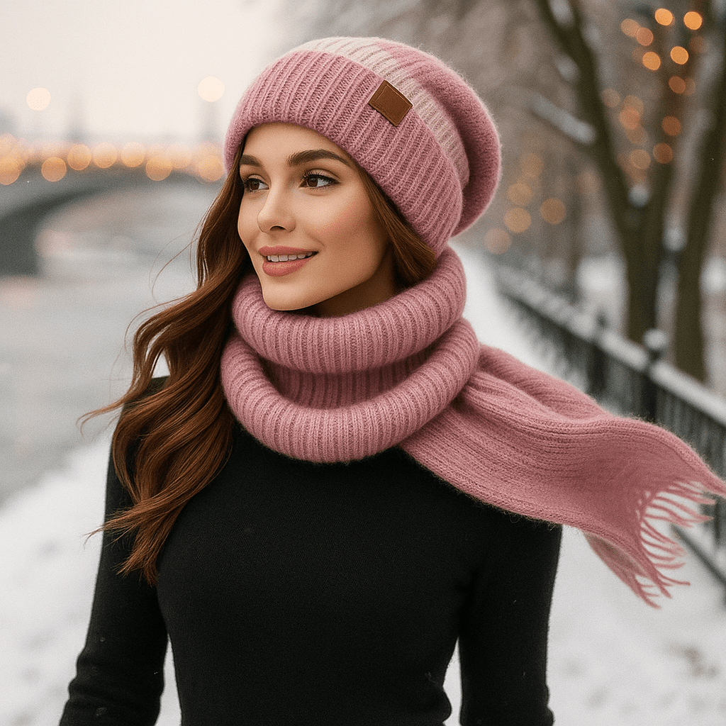 Noëlle - Women's Wool Hat and Scarf Set - Luxury Winter