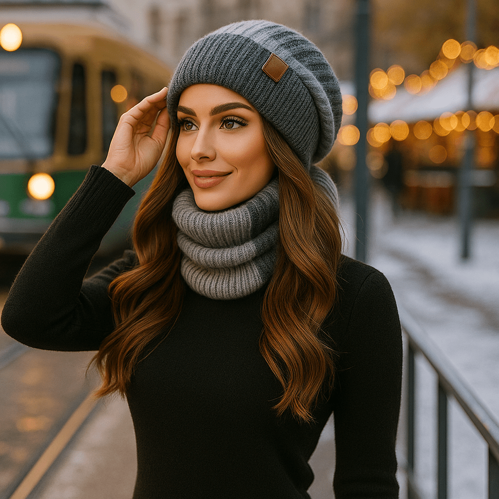 Noëlle - Women's Wool Hat and Scarf Set - Luxury Winter