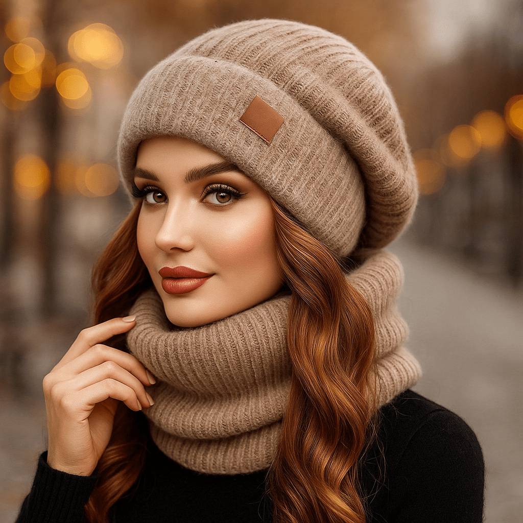 Noëlle - Women's Wool Hat and Scarf Set - Luxury Winter