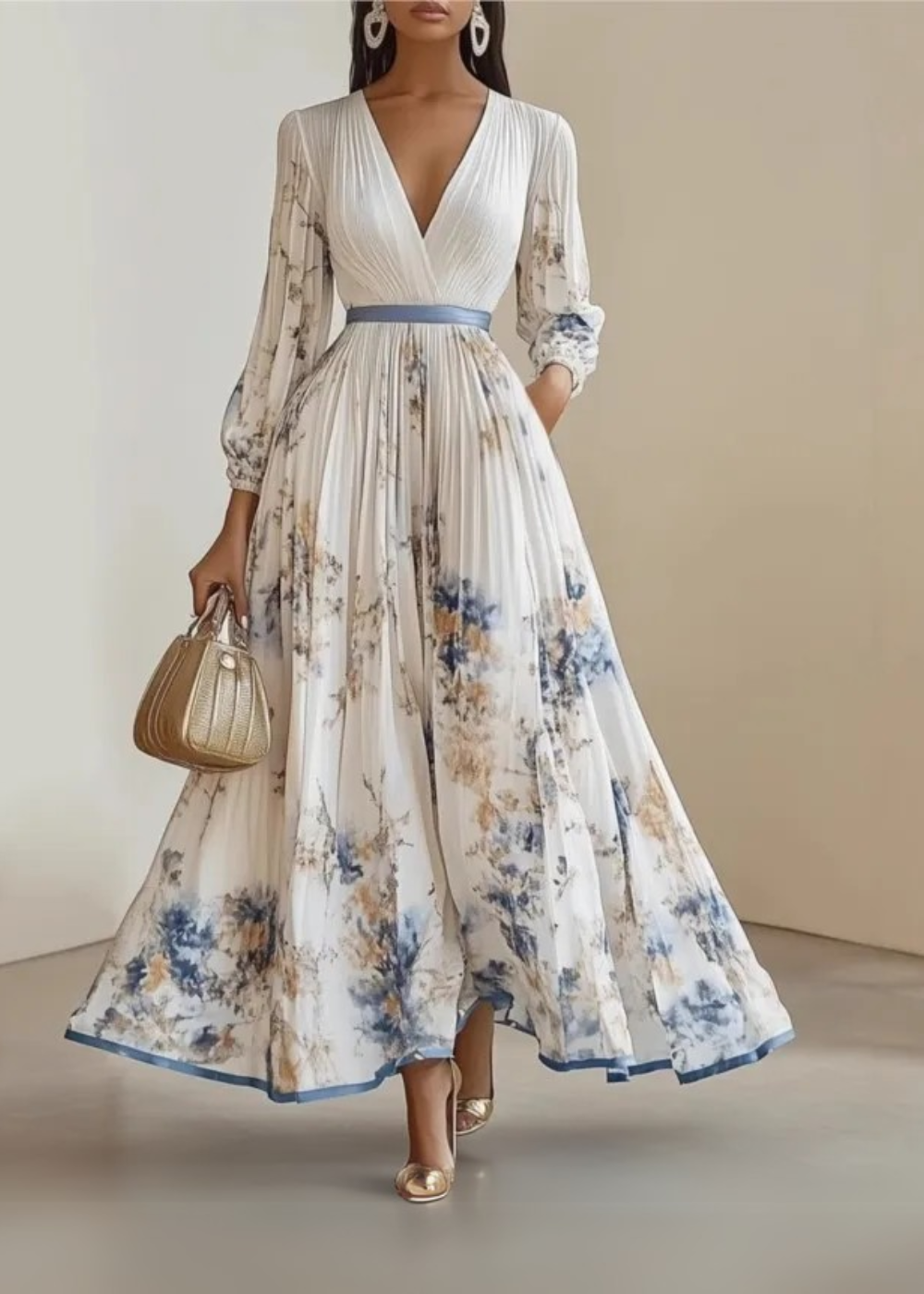 Boho Maxi Evening Dress - Floral Pattern