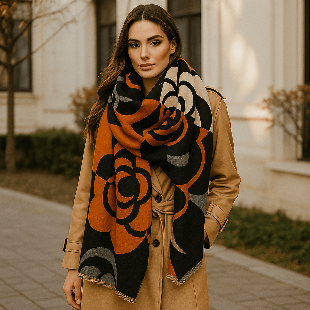 Luxury Reversible Scarf - Elegant Floral Pattern