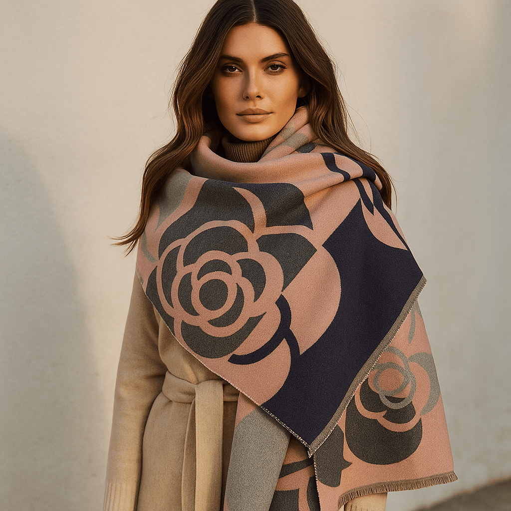Luxury Reversible Scarf - Elegant Floral Pattern