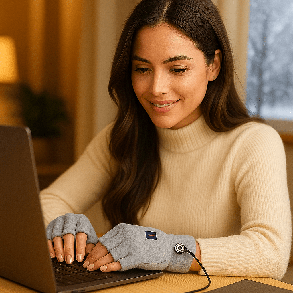 USB Heated Fingerless Tricot Gloves - Winter Comfort