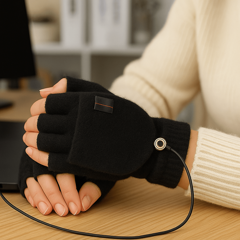 USB Heated Fingerless Tricot Gloves - Winter Comfort